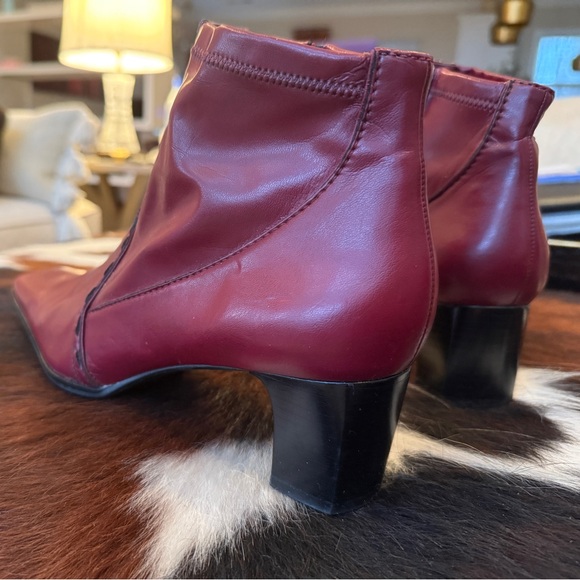 FRANCO SARTO BURGUNDY LEATHER BOOTIES - SZ 11 - Picture 2 of 8